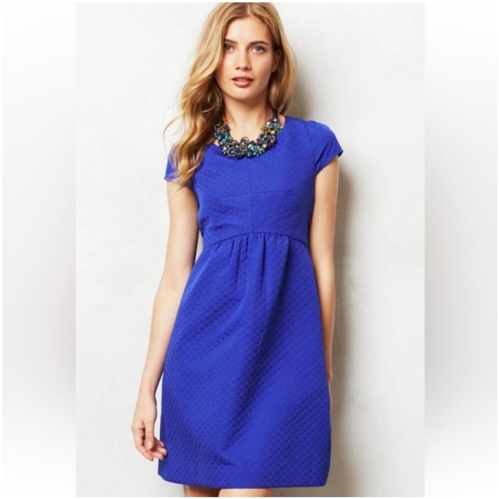 HD in Paris by Anthropology Sapphire Blue Empire Waist Dress